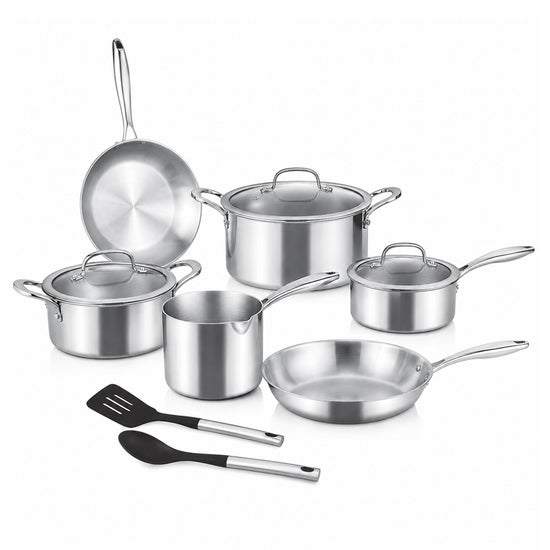Prestige Tri Ply Stainless Steel 11 Pcs Cooking Set | Induction + all hob suitable | Pots and Pans Set | PR81202