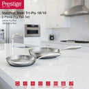 Prestige Tri Ply S/S Twin Frypan Set 24Cm / 28Cm Fry Pan | Induction + all hob suitable | Pots and Pans Set | PR81205