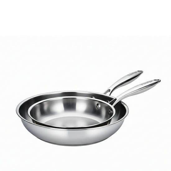 Prestige Tri Ply S/S Twin Frypan Set 24Cm / 28Cm Fry Pan | Induction + all hob suitable | Pots and Pans Set | PR81205