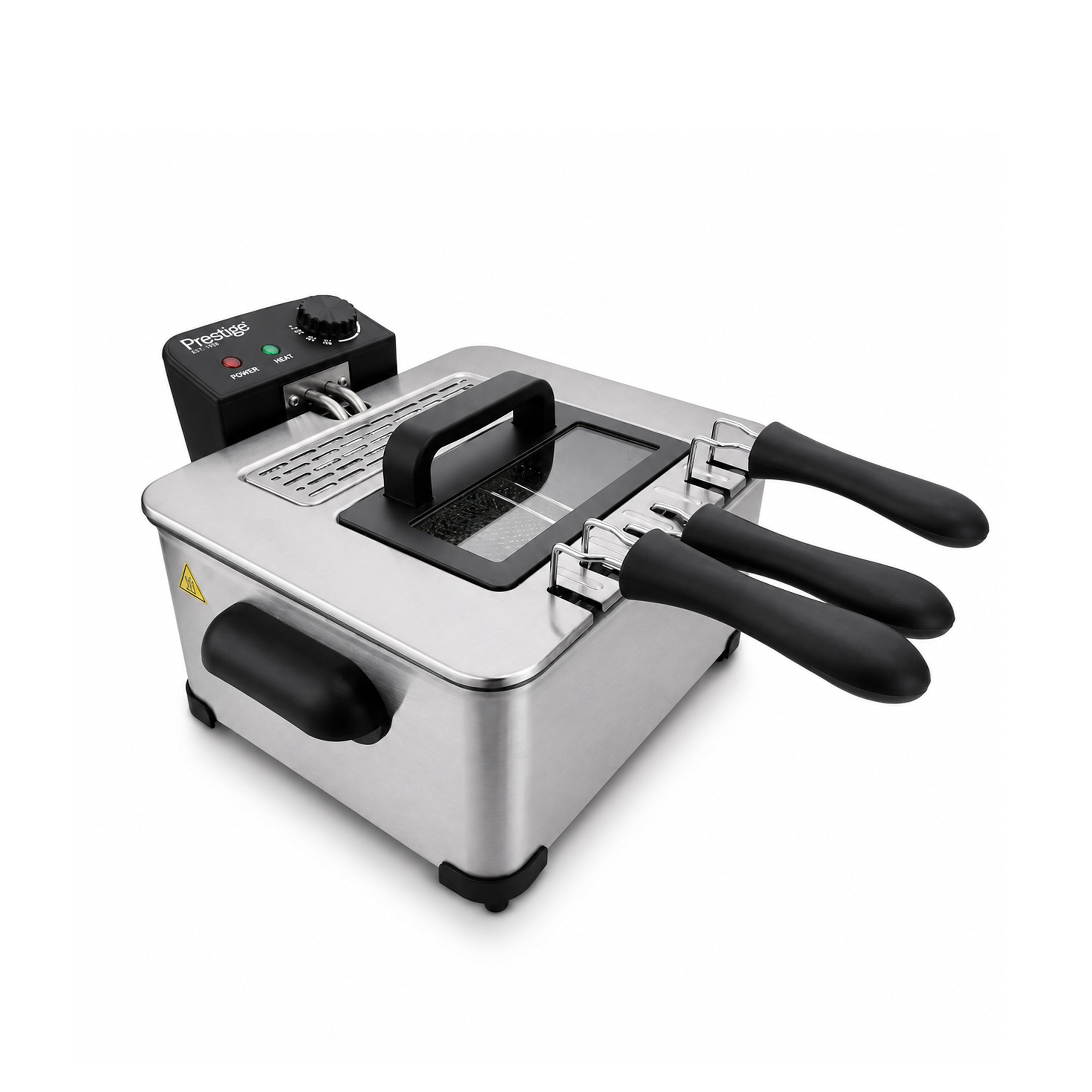 Prestige Stainless Steel Deep Fryer 4L 2000W with 3 Baskets and Viewing Window | PR81400