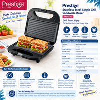 Prestige Stainless Steel Single Grill Sandwich Maker | PR81520