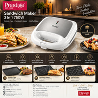 Prestige 3-in-1 Sandwich Maker | Grill & Waffle Maker 750W | PR81521