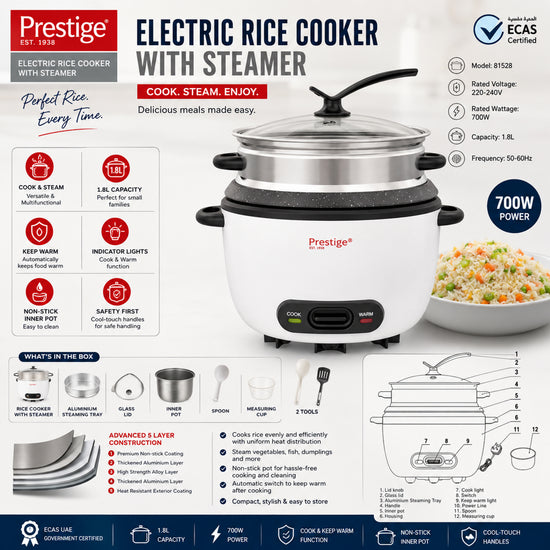 Prestige 1.8L Automatic Rice Cooker 3-in-1 400W | PR81528