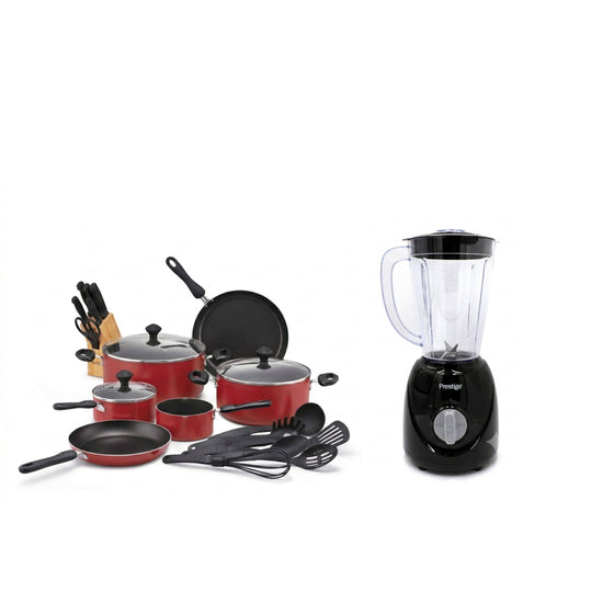 Prestige 22-Piece Non-Stick Cookware Set (PR20965) + 3-in-1 Countertop Stand Blender with Grinder 1.5L (PR81530) Combo Pack |  PR81545