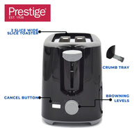 Prestige 2-Slice Compact Bread Toaster Machine (700W) - Black | PR81534