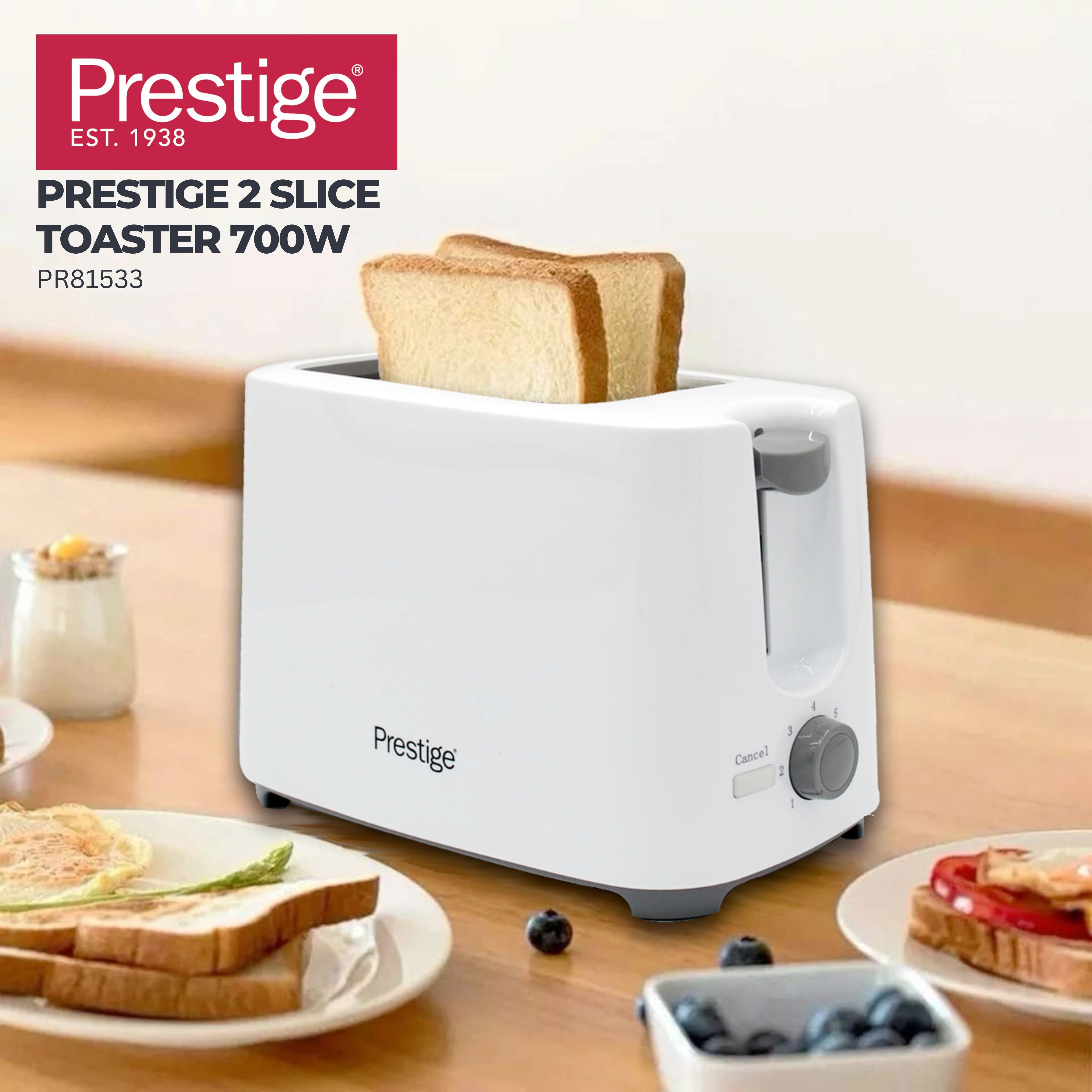 Prestige 2-Slice Compact Bread Toaster Machine (700W) - White | PR81533