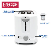 Prestige 2-Slice Compact Bread Toaster Machine (700W) - White | PR81533