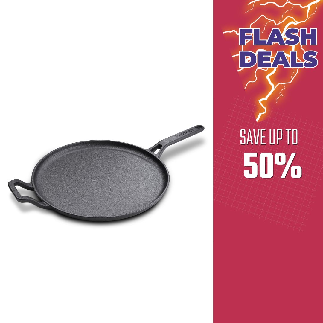 Prestige Cast Iron Pre-Seasoned Flat Tawa 28 cm | PR48885