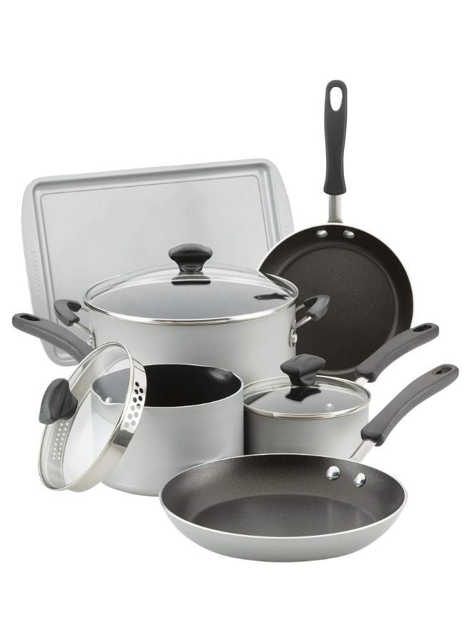 Farberware Cookstart Diamond Max Nonstick Cookware Pots and Pans Set | Nonstick Cookware Sets 15 Piece - Silver
