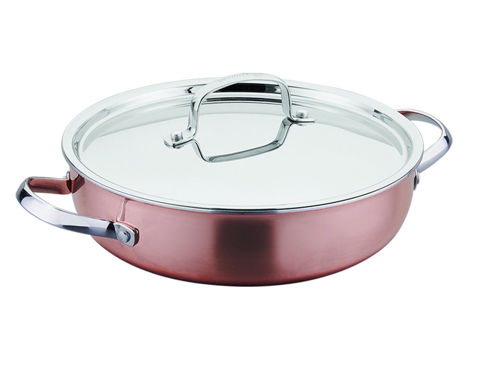 Korkmaz Divani Low Casserole 24X7 CM / 2.8 Ltr | Induction Compatible Tri-Ply Bottom Stainless Steel Cooking Pot | KA2692