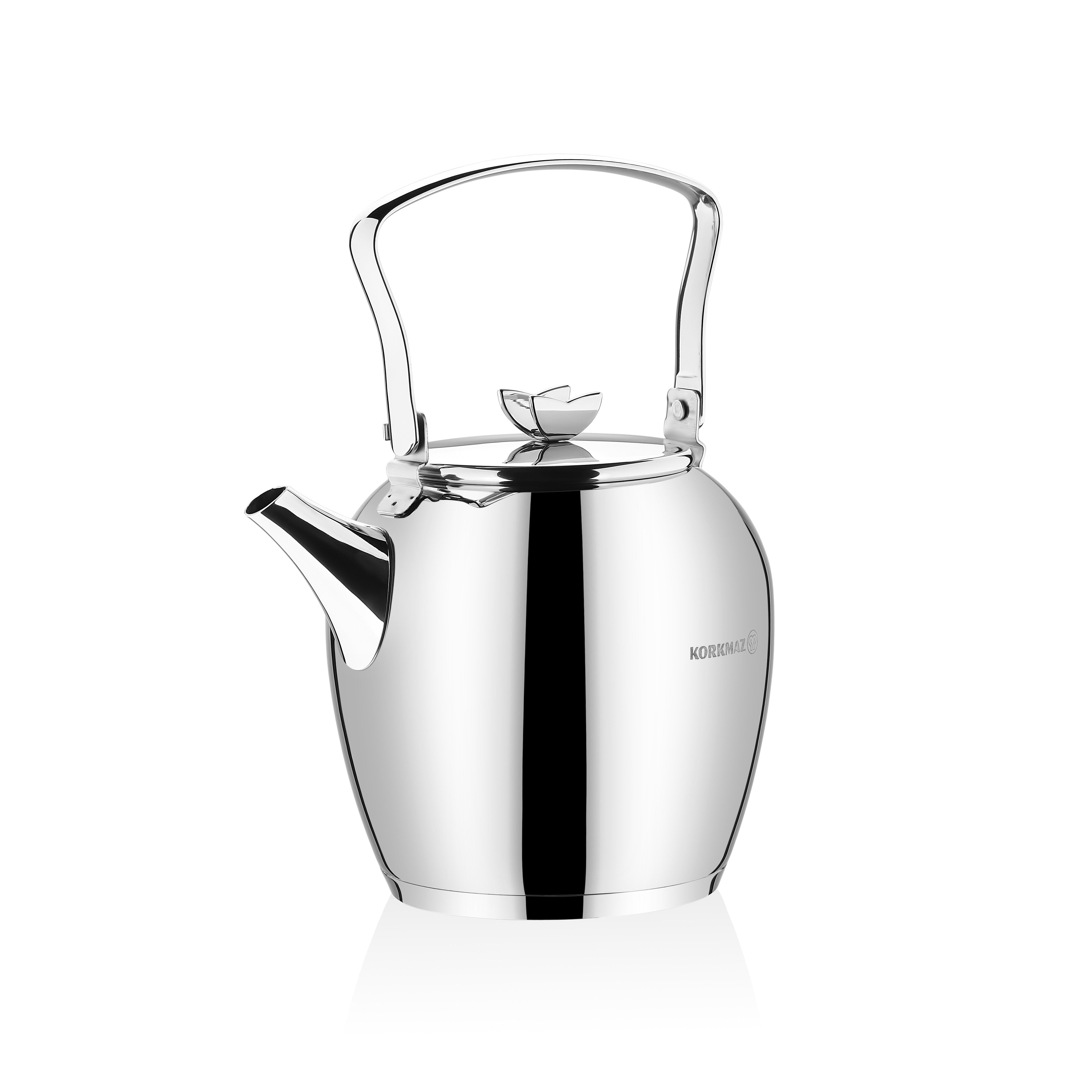 Korkmaz Butterfly Tea Pot 2.3L | Stainless Steel Tea Pot | Silver - KA026