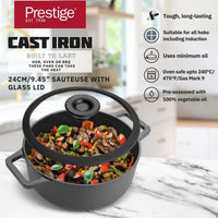 Prestige Cast Iron Pre-Seasoned Casserole 24 CM | PR48897