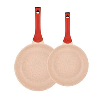 Prestige Essentials Nonstick Pots and Pans Set | Induction Cookware Set 11 Pieces | Non Stick Set Combo | Granite Cooking Set | Fry Pan Non Stick Combo Set | Pink - PR80987