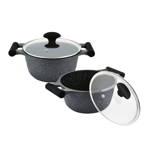 Prestige Essentials 9pcs Pots and Pans Set | Nonstick Cookware Sets | Granite Pots Set | Kitchen Induction Pots and Pans Cooking Sets | Pan Sets for Cooking | Black - PR80989