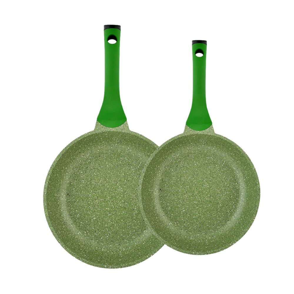 Prestige Essentials Granite Non Stick Set Combo | 24cm + 28CM Fry Pan Set | Induction Cookware Set 2 Pieces | Green - PR80996