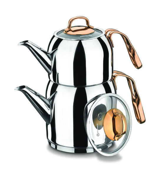 Korkmaz Rosanna Stainless Steel Teapot Set | Induction Compatible Teapot Set - KA192
