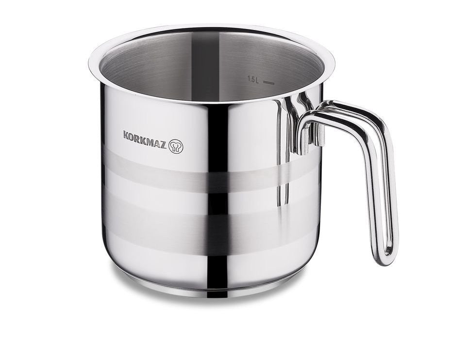 Korkmaz Astra Stainless Steel Induction Compatible Tri-Ply Bottom Milk Pot 14 cm / 2 Ltr |  KA2045