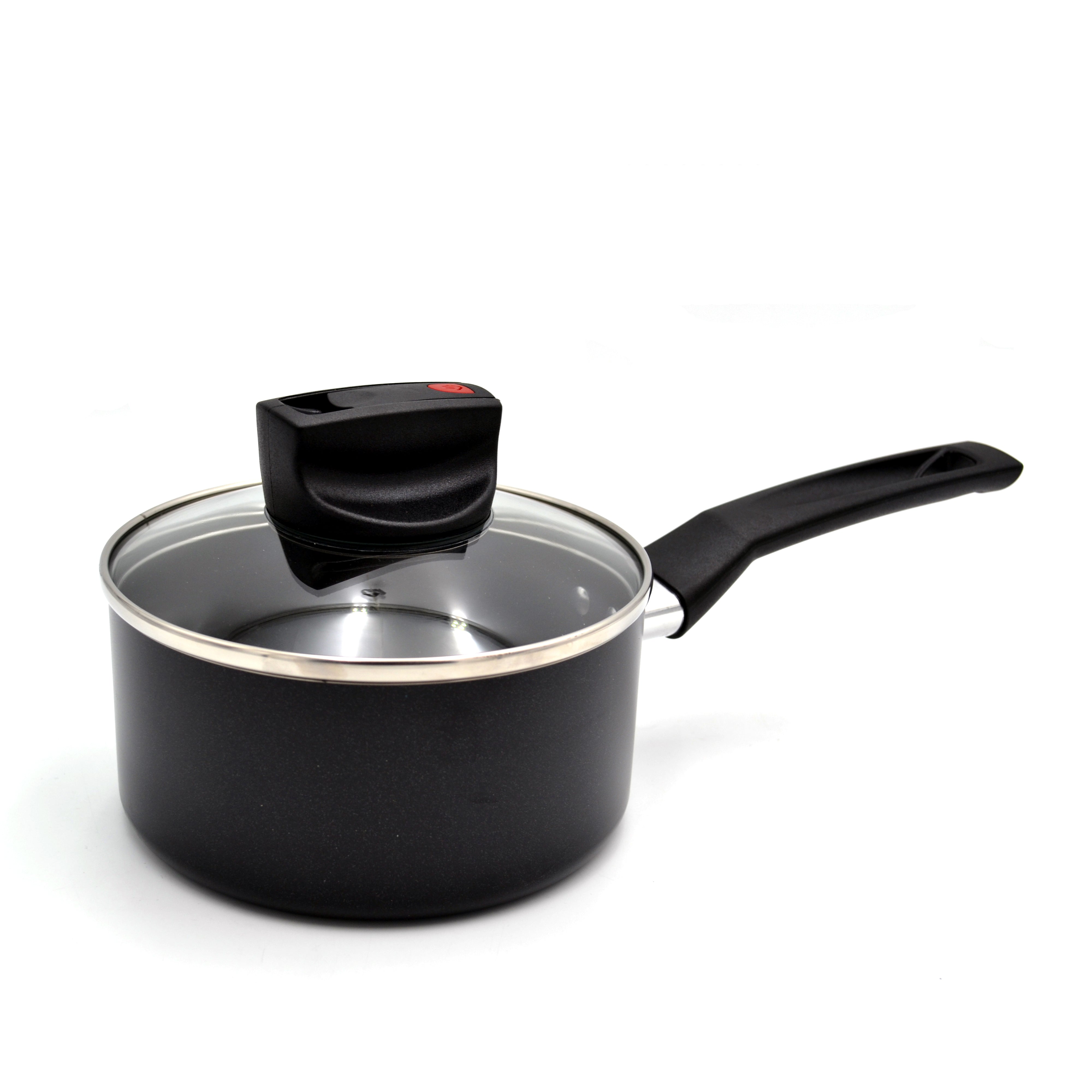 Prestige Safecook Nonstick Saucepan 20 cm | Aluminum Saucepan with Glass Lid | PR22098 - Black