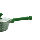 Prestige Essentials Sauce Pan with Glass Lid 18 Cm | Induction Compatible Non Stick Pan | Granite Coted Cooking Pot | Green - PR81107