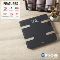 Taylor Bluetooth Smart Body Composition Scale for Body Weight, Body Fat, Water, Muscle and Bone Mass, Weight Tracking, and BMI with Smartphone App, 400 lbs - Charcoal