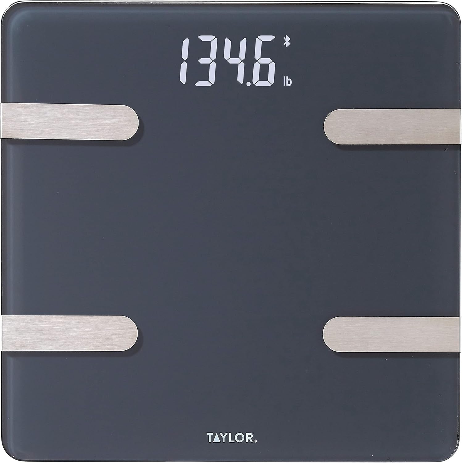 Taylor Bluetooth Smart Body Composition Scale | 400 lb Capacity for Body Weight, Fat, Water, Muscle & Bone Mass | BMI & Weight Tracking via Smartphone App – Charcoal (Model: EL5297054)