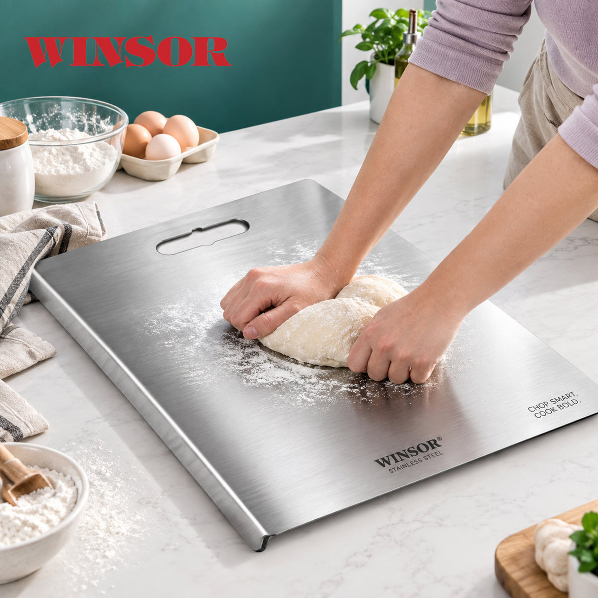 Winsor Stainless Steel Chopping Board | Premium Scratch & Rust Resistance Surface | Easy To Clean | 1.00 MM Thickness| WR80840