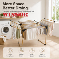 Winsor 21M Gold Clothes Drying Foldable Stand – Heavy Duty Iron Tubes with Rust Proof Powder Coating Laundry Dryer - WR80846 (Golden Edition)