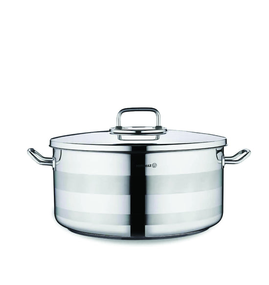 Korkmaz Astra2 Low Casserole 36X17 CM |Induction Compatible Tri-Ply Bottom Satinless Steel Pot | Dishwasher Safe Stock Pot - KA2039