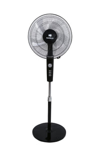 Havells Rigo Pedestal Stand Fan Black 400Mm | 3 Speed Levels & Adjustable Height | 5AS Blade with 1 Hours Timer