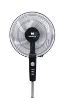 Havells Rigo Pedestal Stand Fan Black 400Mm | 3 Speed Levels & Adjustable Height | 5AS Blade with 1 Hours Timer