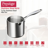 Prestige Infinity Tri Ply Stainless Steel 14cm Milk Pan | Induction + all hob suitable | PFOA Free | PR81198