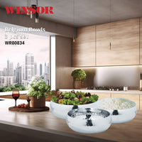 Winsor Multifunction Belgium Bowls 3 pcs Set | Mixing Bowls for Kitchen | Sturdy Pasta Bowl Set - WR80834