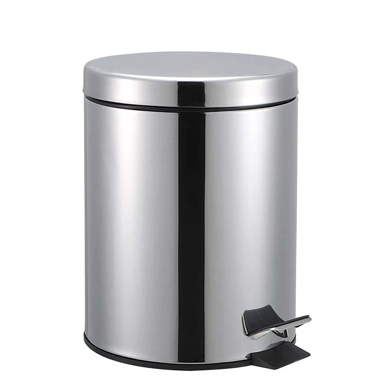 Winsor Stainless Steel Pedal Dustbin with Removable Inner Bucket - Trash Can Round Shape Dustbin for Bathroom, Home, Kitchen, washrooms, Room and Office 8.0 ltr