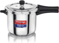 Prestige 5 Litre Stainless Steel Popular Svachh Outerlid Pressure Cooker | Deep lid for spillage control | Gas & Induction Compatible | Controlled Gasket Release System