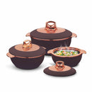 Asian Globus Casserole Dlx Set 3(Super)(1600+2500+3500) | Super PU Insulation Hot Pot with Stainless Steel Inner Casing | Serving Dishes with Lids | Hot Food Storage Container & Warmers