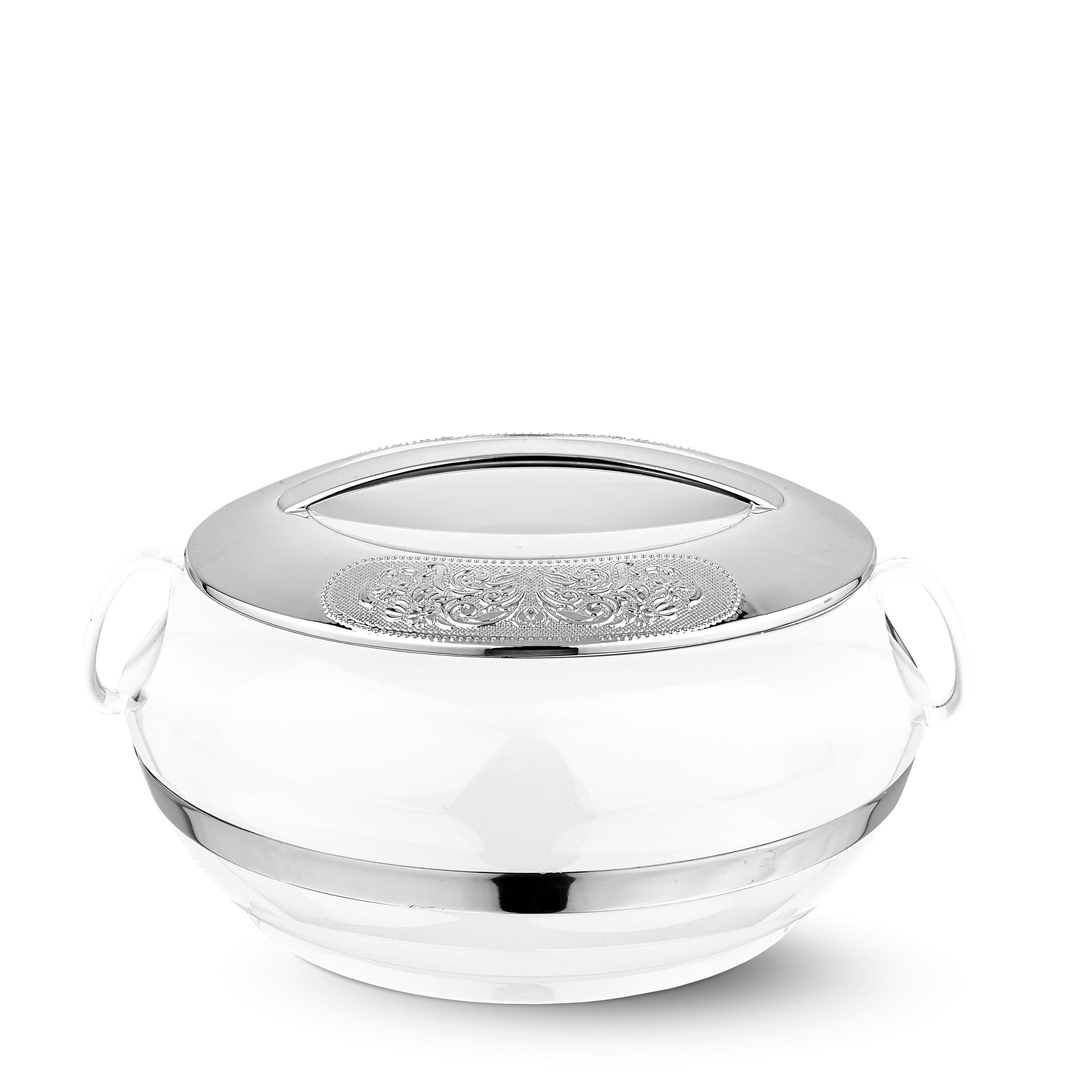 Asian Golden Crest  Casserole Dlx 5000 Ml-White | Super PU Insulation Hot Pot with Stainless Steel Inner Casing | Dishwasher Safe | Serving Dishes with Lids | Hot Food Storage Container & Warmers