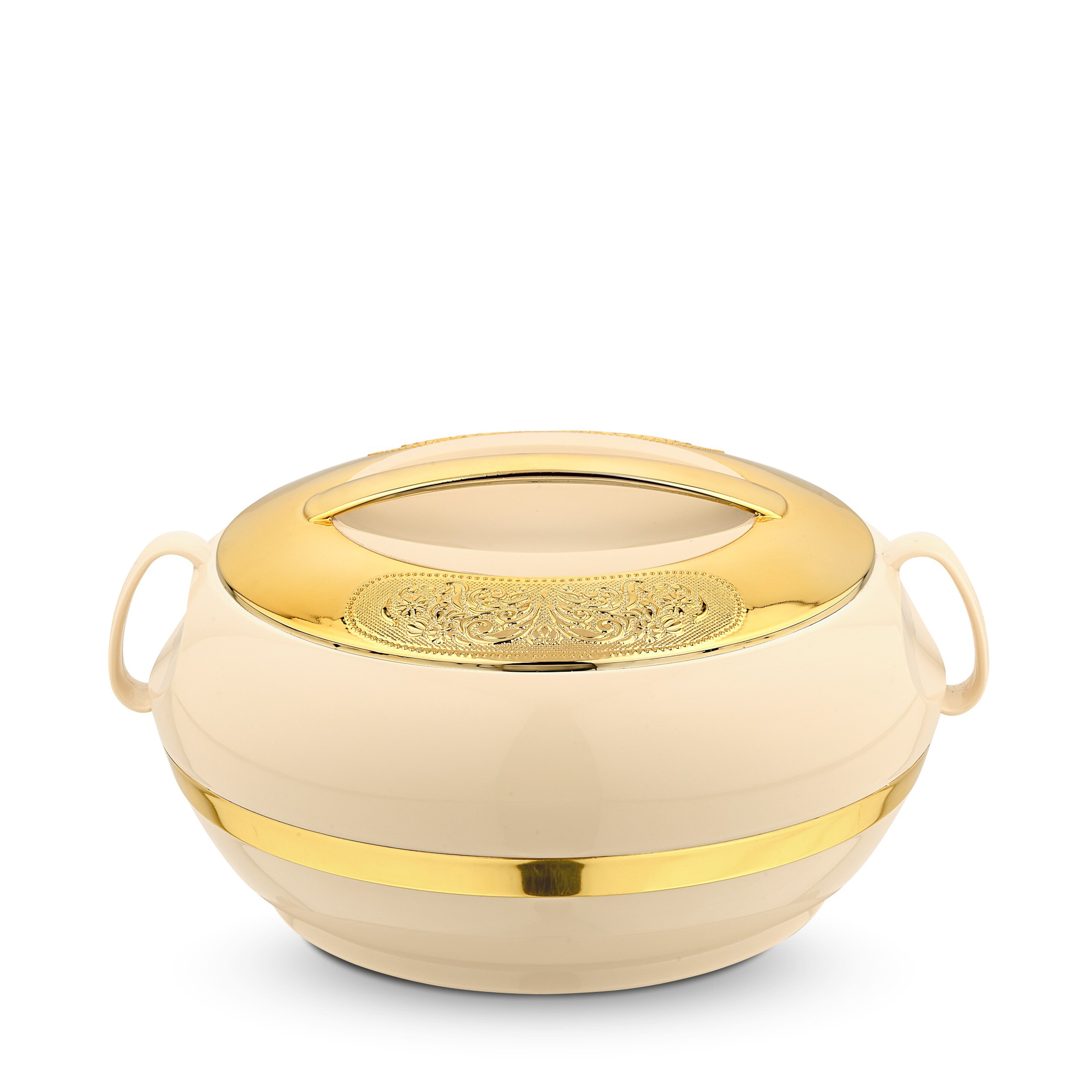 Asian Majestic Gold Casserole Dlx 1500 Ml-Beige | Super PU Insulation Hot Pot with Stainless Steel Inner Casing | Dishwasher Safe | Serving Dishes with Lids | Hot Food Storage Container & Warmers
