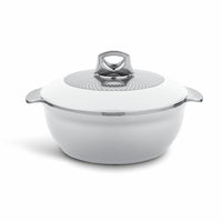 Asian Globus Casserole Dlx 3500 Ml - White | Super PU Insulation Hot Pot with Stainless Steel Inner Casing | Dishwasher Safe | Serving Dishes with Lids | Hot Food Storage Container & Warmers