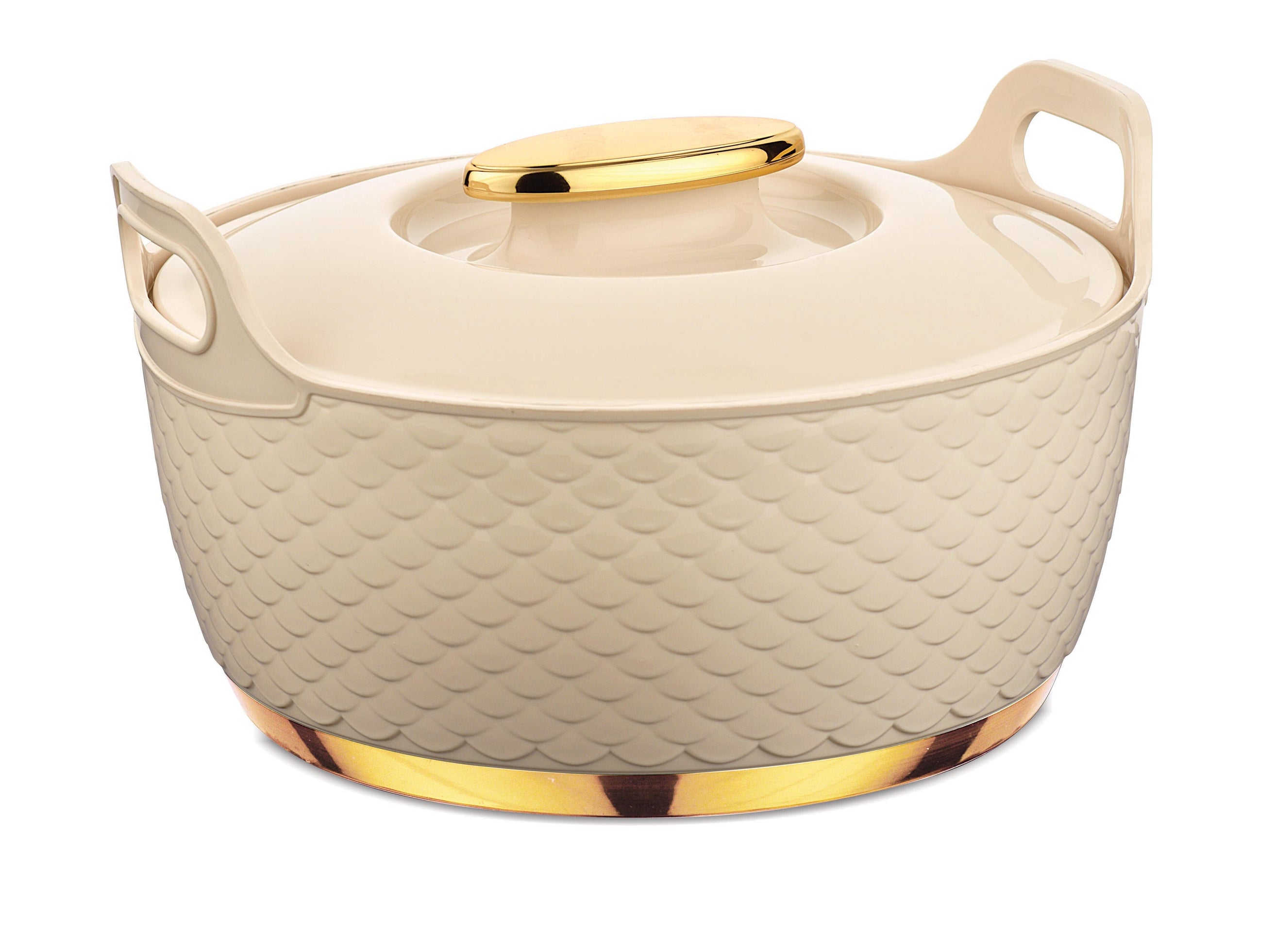 Asian Majestic Gold Insulated Cass Dlx Set3 (2500+3500+5000)ml Beige | Super PU Insulation Hot Pot with Stainless Steel Inner Casing | Dishwasher Safe | Serving Dishes with Lids | Hot Food Storage Container & Warmers