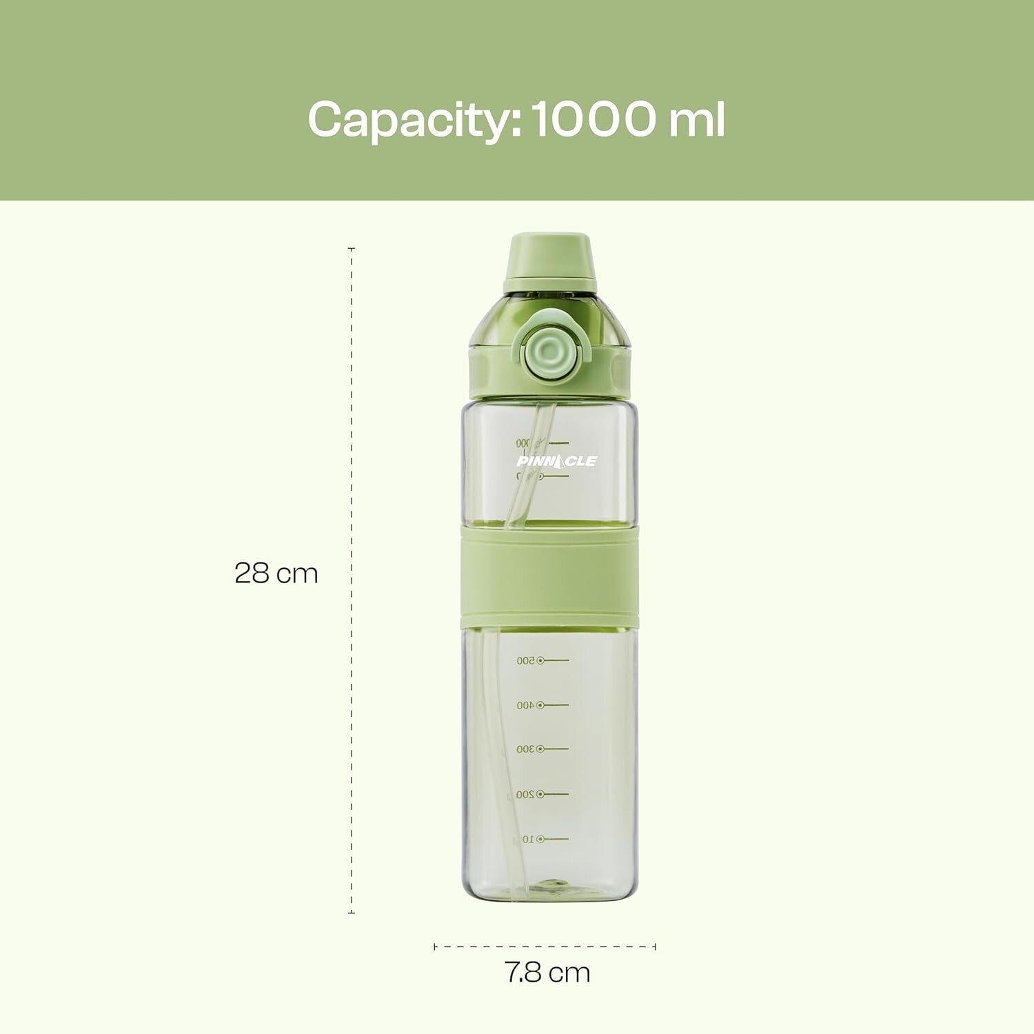 Pinnacle Piccolo Hydration Bottle (1 L, Green) | WPHY G-1031