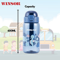 Pinnacle Promist Water Bottle for Kids With Straw & carrying strap - 600ML - Blue | WPHY B-1021