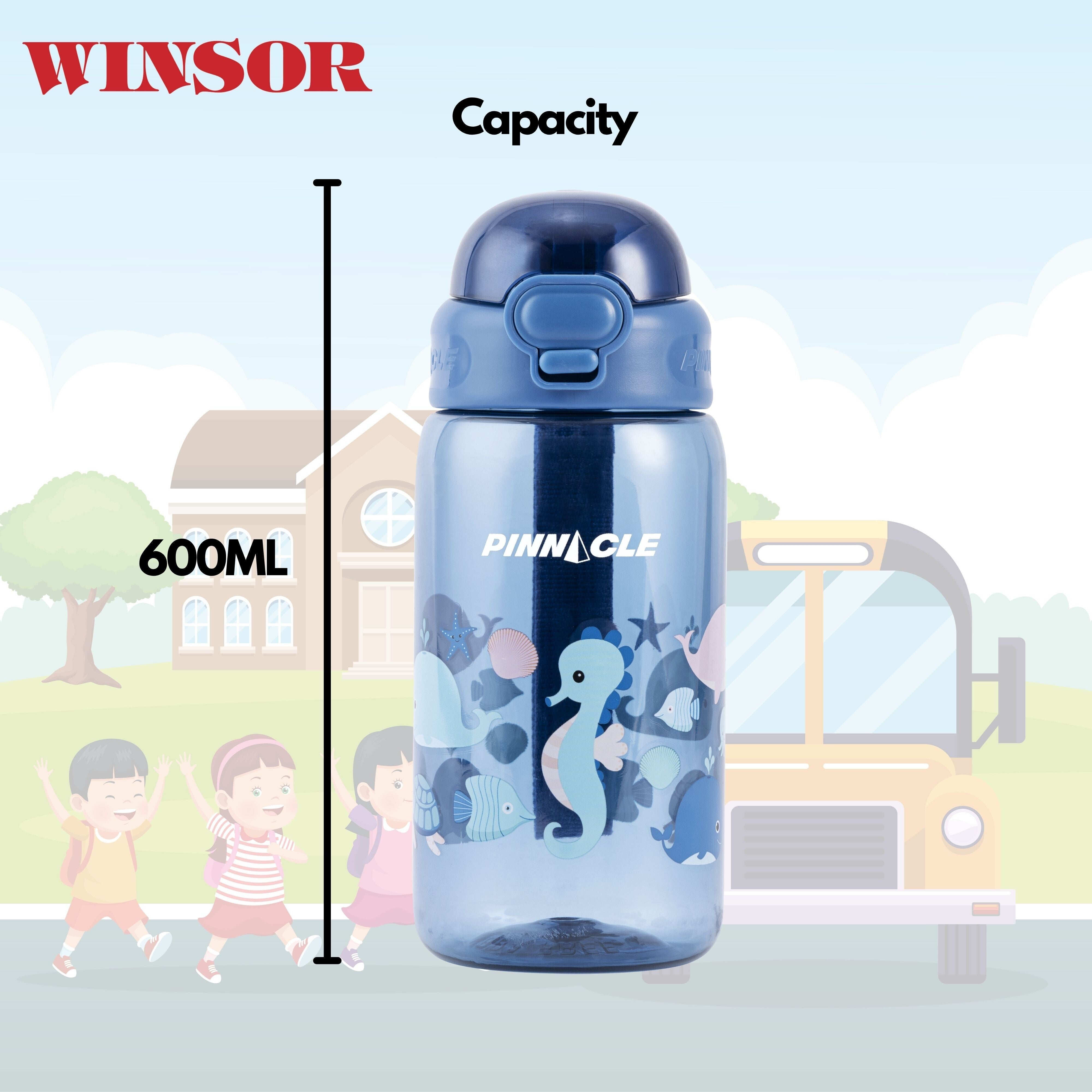 Pinnacle Promist Water Bottle for Kids With Straw & carrying strap - 600ML - Blue | WPHY B-1021