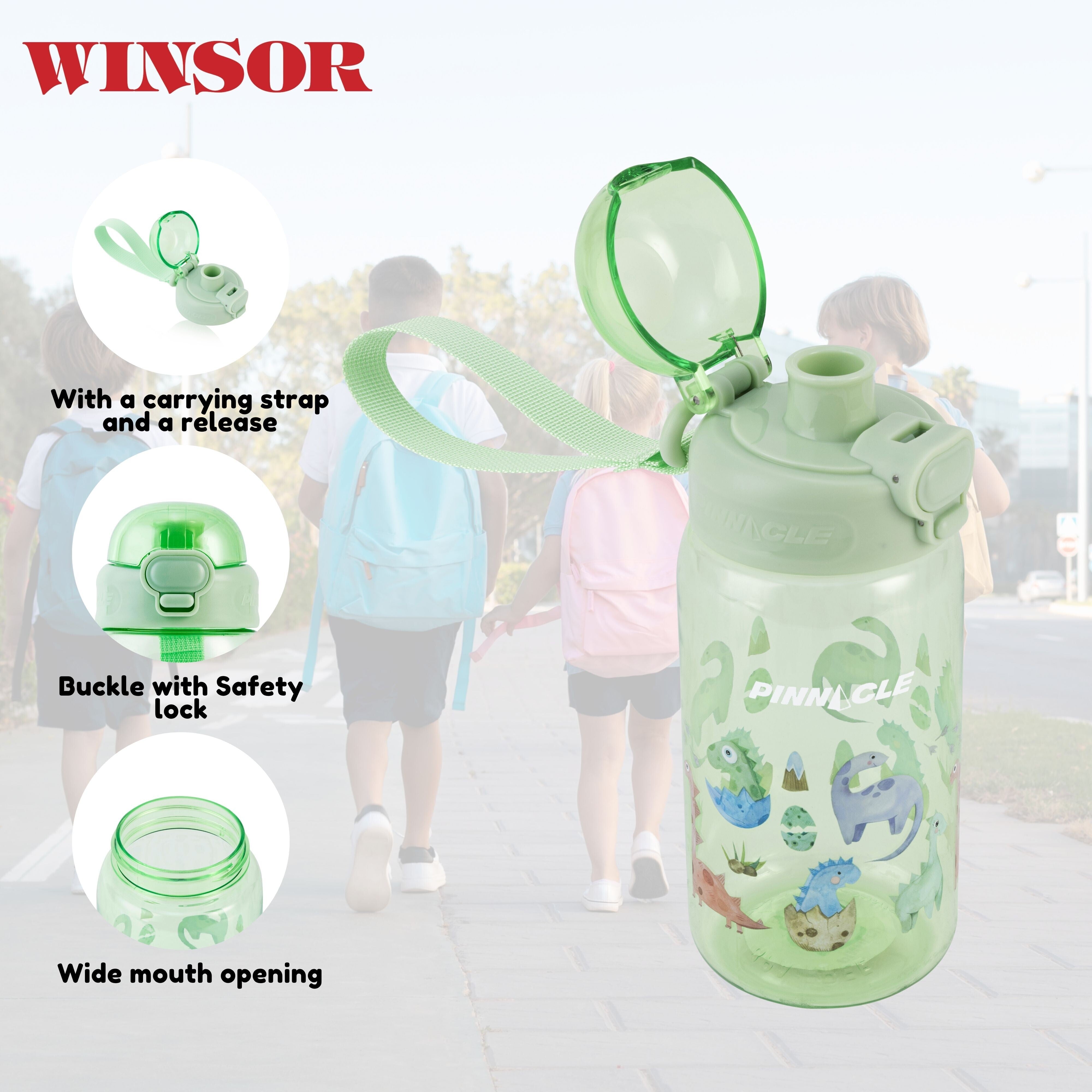 Pinnacle Promist Water Bottle for Kids With Straw & carrying strap - 600ML - Green | WPHY G-1022