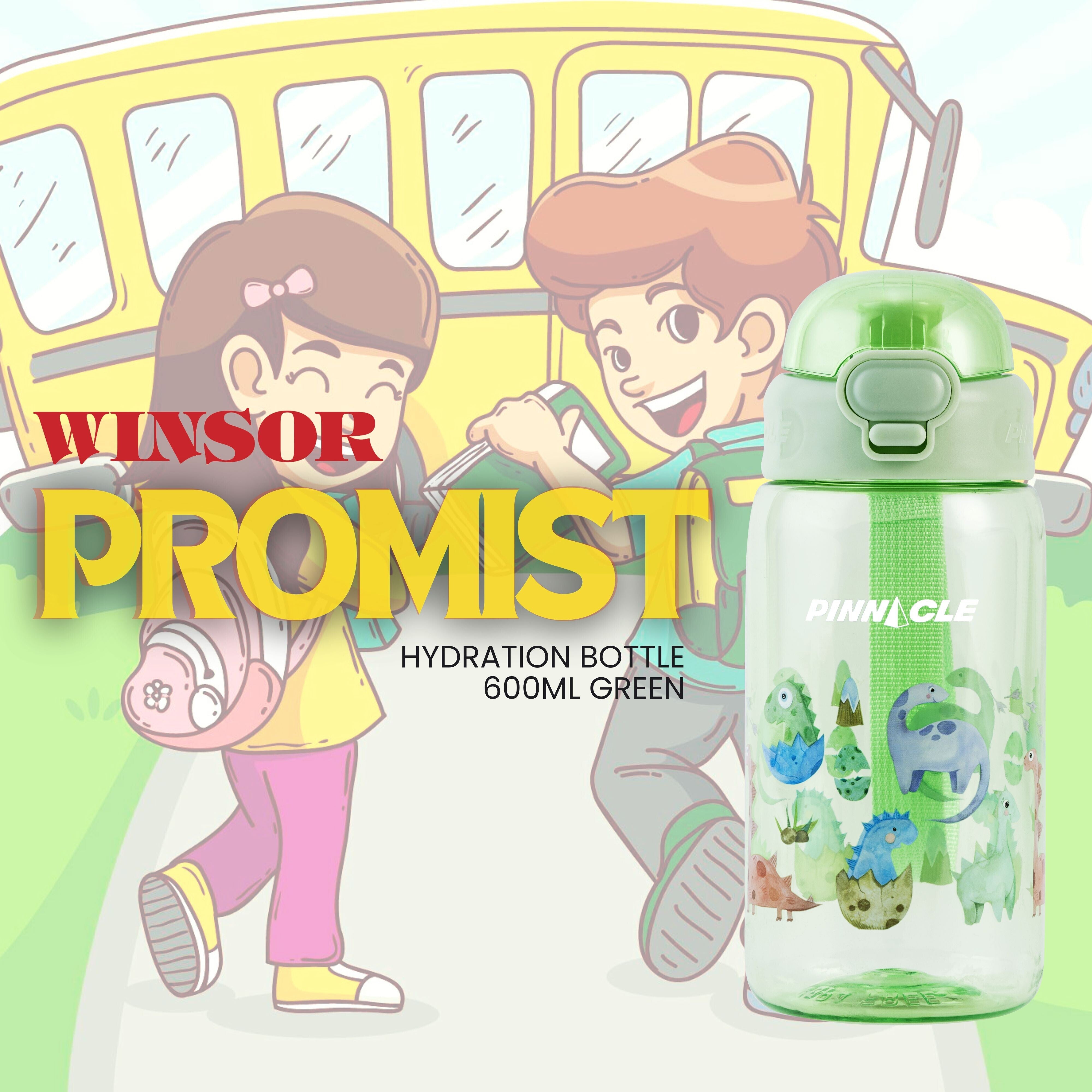 Pinnacle Promist Water Bottle for Kids With Straw & carrying strap - 600ML - Green | WPHY G-1022