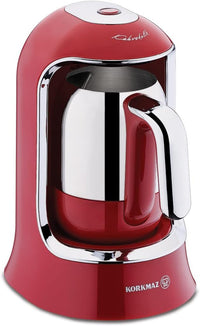Korkmaz Kahvekolik Coffee Maker-Red/Chrome (Red)