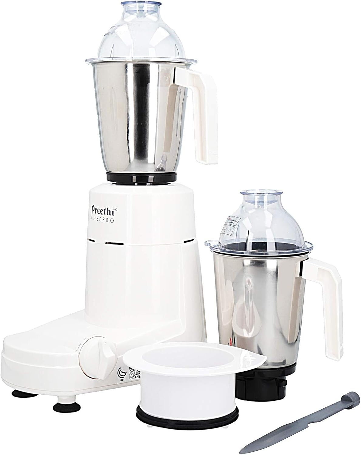 Preethi Chefpro Mixer Grinder 750 Watts | Multifunctional Grinder with Stainless Steel Jars & Blades | MG-128/08 White