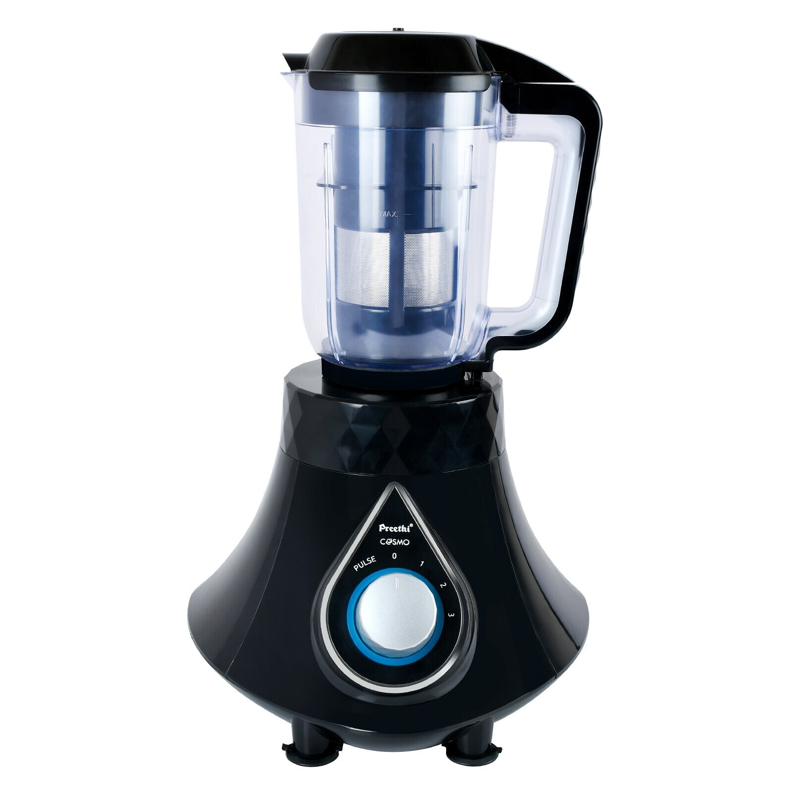 Preethi Stainless Steel Cosmo Mixie 750 Watt | Multifunctional Grinder with Stainless Steel Jars & Blades | Black/Clear/Silver