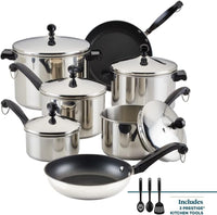 Farberware Classic Stainless Steel Cookware Pots and Pans Set 15-Piece - FB50049 Silver