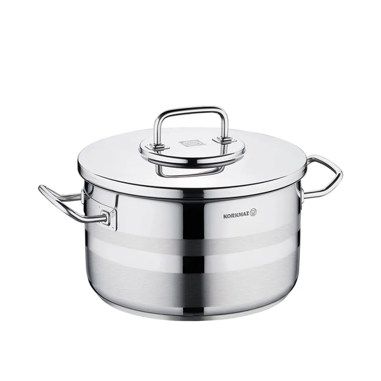 Korkmaz Astra2 Casserole 32x19 cm / 15 L | Induction Compatible Tri-Ply Bottom Satinless Steel Pot | Dishwasher Safe Stock Pot - KA2029