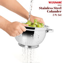 Winsor 2Pc Stainless Steel Colander | Strainer Basket with Handle Vegetable Washing Filter Basket Set 25Cm & 21m | Fruit Vegetable Washing Bowl Set | WR80838